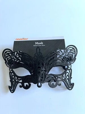 New Black  Glitter Eye Face Mask Masquerade MARDI GRAS Halloween Party Costume - Image 1 of 4