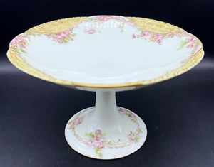 Plato antiguo 1876 Haviland & Co. 9" x 6" bambú rosa compota firmado H&Co. Mark D - Imagen 1 de 5