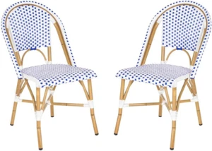 Home Collection Hooper Indoor-Outdoor Stacking Side Chairs | Blue & White | Set - Picture 1 of 10