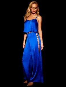 Honey Birdette Melissa Long Pants in Electric Blue Size Medium BNWT - Picture 1 of 5