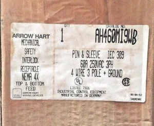(C) ArrowHart AH460MI9WB Pin and Sleeve IEC 309 60A 250VAC 3PH 4 WIRE 3P+ GROUND - Picture 1 of 2