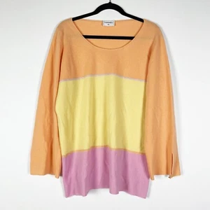 Chanel 100% Cashmere Knit Stretch Orange Yellow Purple Colorblock Stripe Sweater - Picture 1 of 3