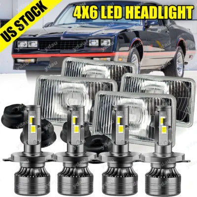 4PCS 4X6'' INCH LED Headlights Hi-Lo Beam For Chevrolet Camaro Monte Carlo Buick - Image 1 of 4