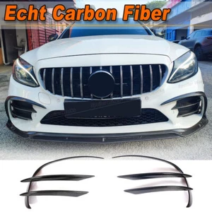 Para Mercedes W205 C205 A205 C300 19+ Carbon Front Canards Aletas Flaps Splitter - Imagen 1 de 12