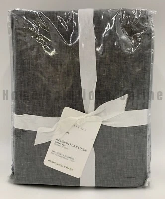 Pottery Barn Belgian Flax Linen Hemstitch Sheet Set Heathered Charcoal Queen Q56 - Image 1 of 4