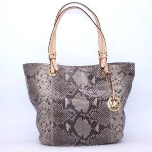 Michael Kors Glazed Embossed Python Tote Purse Bag. Vachetta Trim W/18k Gold New - Picture 1 of 12