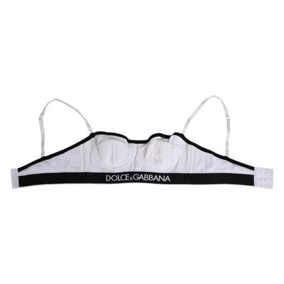 DOLCE & GABBANA Ropa Interior Blanco Negro Logo Banda Con Aros Top Corto IT2 / S $220 Foto 1 de 4
