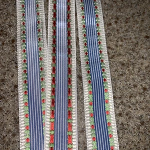 VTG 1" Woven Ribbon Trim 3 Continuous Yards NOS! Red, White Blue & Green - Picture 1 of 5