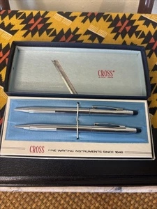 Juego de lápices mecánicos y bolígrafos Cross Chrome 3501 vintage nuevo de stock - Imagen 1 de 6