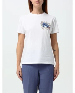 Etro Printed Short Sleeve Cotton TShirt Women White T-Shirts - Picture 1 of 26
