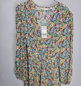 Boden Womens Dress UK 14L US 10L Maxi Multi Floral V-Neck Long Sleeve D0295 NWT - Picture 1 of 6