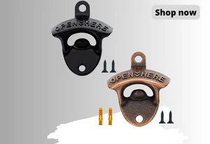 Gusseisen Wandhalterung Bieröffner Set (2) schwarz/bronze - Bild 1 von 7
