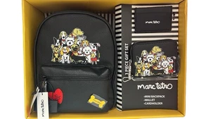 Marc Tetro Set de Regalo Mini Mochila Cartera y Tarjetero NUEVO Negro - Imagen 1 de 3
