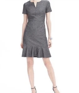 Banana Republic Modesto Gris Oscuro Manga Corta Denim Volantes Vestido Talla 4! Nuevo con etiquetas - Imagen 1 de 10