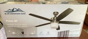 NEW BLUE MOUNTAIN Primo 48”Brushed Nickel LED Ceiling Fan w/Light&Remote B55 - Picture 1 of 3