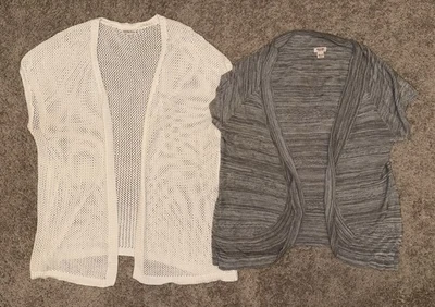 Lote de 2 cárdigan Mossimo para mujer XXL 100 % algodón frente abierto sin mangas usado en excelente estado Foto 1 de 4