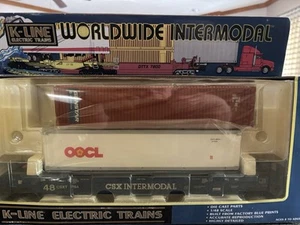 K-LINE 3-RAIL O #7764 CXS GUNDERSON ALL PURPOSE HUSKEY STACK DTTX W/2 CONTAINERS - Picture 1 of 7