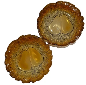 TWO~Tiara Indiana Glass Burnt Honey Sweet Pear  6” Luncheon/Salad/Dessert Plate - Picture 1 of 4
