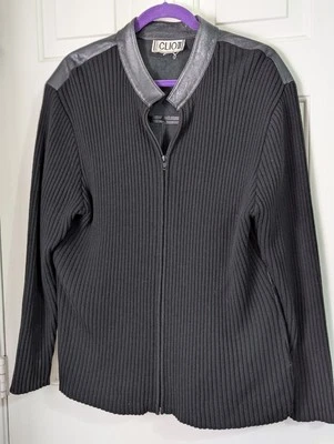De Colección Clio II Cuero Tejido Suéter Chaqueta Para Mujer XL Negro Cremallera Completa L/S Foto 1 de 4