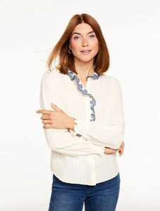 Embroidered Smocked Top at Talbots  NWT $109, color IVORY - Picture 1 of 3