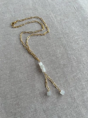 AA+ Moonstone Lariat Necklace: 14k Gold Filled Chain, June Birthstone Gift Idea - Image 1 of 4