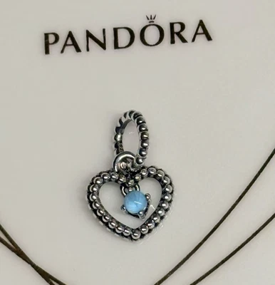 Novo Berloque Pendurado 100% Genuíno Pandora Prata Dezembro Pedra do Nascimento Coração 798854C07 - Imagem 1 de 3