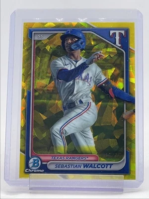 SEBASTIAN WALCOTT 2024 BOWMAN CHROME SAPPHIRE YELLOW REFRACTOR /75 Q5451 - Image 1 of 2