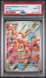 2024 POKEMON TWM EN-TWILIGHT MASQUERADE ILLUSTRATION RARE #188 EEVEE PSA 10 - Picture 1 of 2