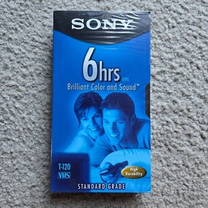 VERSIEGELT Sony T-120 VHS 6HRS Premium Qualität Brandneu Versiegelt Leer Band NEU - Bild 1 von 3