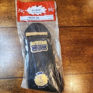 Vintage neu aus altem Lagerbestand Oakmont Dollar Sox schwarze Orlon Socken Größe 6 - 8,5 50er Requisite - Bild 1 von 8