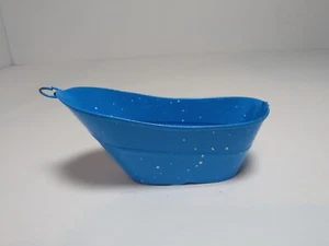 Dollhouse Small Tub Mini Blue Spatter Baby Bathtub Metal 1:12 Scale Hip Bath A1 - Picture 1 of 8