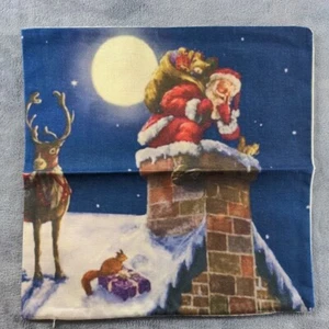 Christmas Throw Pillow Covers Santa on the Roof 17-18in Lot of 2 0219 - Picture 1 of 7