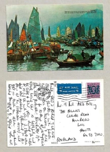 HONGKONG ALTE POSTKARTE BRIEFMARKE 1983 SCHWIMMENDE MENSCHEN. - Bild 1 von 1