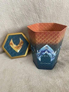 NEW Authentic AQUAMAN Movie Promo POPCORN HEX TIN BUCKET and LID 130oz Metal Tub - Picture 1 of 5