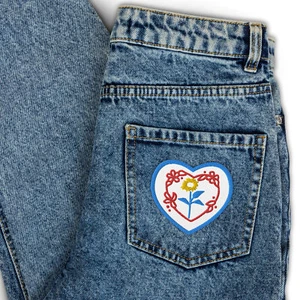Embroidered Flower in Heart Patch - Picture 1 of 3