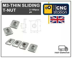 M3 THIN SLIDING PRE ASSEMBLY T NUT V-SLOT ALUMINIUM EXTRUSION PROFILE 20 SERIES - Picture 1 of 5