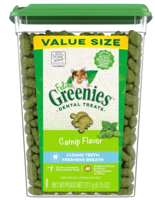 Greenies Feline Dental Treats For Cats - Catnip Flavor, 277g Tub - New, Sealed - Image 1 of 4
