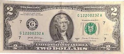 $2 Two Dollar Bill 12200232, Birthday Anniversary: January 2 or February 1, 2002 - Image 1 of 2