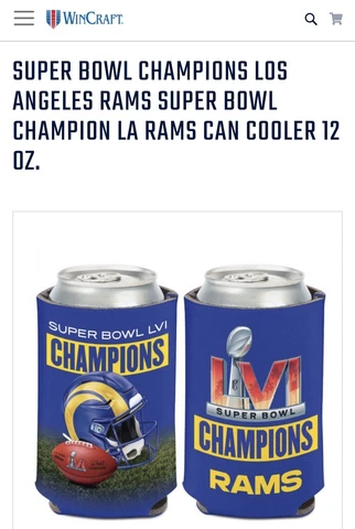 Los Angeles Rams Super Bowl LVI Champions L.A Rams Can Cooler 12Oz Cover