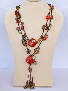 Vintage Chicos Necklace Double Layered Multi Stone Sizes Multi Amazing Colors