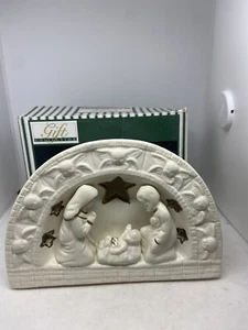Vintage Ceramic Nativity Scene Candle Holder Tea Light Manger ~ Never Lit ~ 1998 - Picture 1 of 4