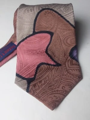 Corbata Robert Daskal pintada a mano geométrica 100 % seda Cynthia Dietz EE. UU. Foto 1 de 4