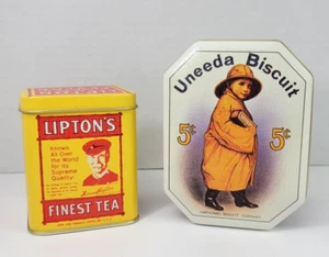2 Vintage Bristol Ware Tins Uneeda Biscuit Lipton Tea Advertising Home Decor - Picture 1 of 19