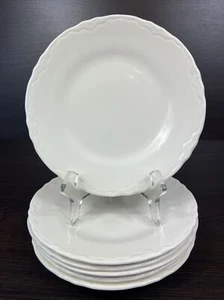 6 Nice Vintage SCIO Ransom Cream Ironstone Scalloped 7 1/4" Dessert Salad Plates - Picture 1 of 9
