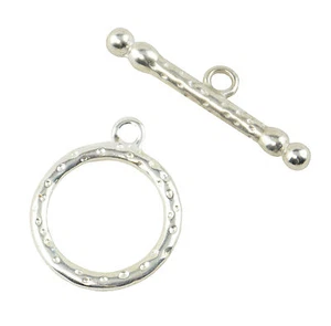 4 Pitted Round Toggles 21mm Silver Plated Bracelet Necklace Clasps Chain Catches - Picture 1 of 1