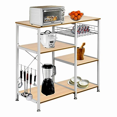 Estante para carro utilitario de cocina multifunción blanco, soporte de acero para microondas Foto 1 de 4