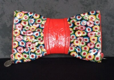 Vera Bradley Frill Collection Bow Clutch Red W/ Multicolor Floral 2 Compartments - Image 1 of 4