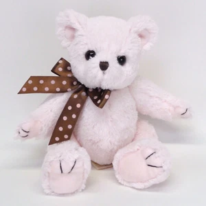 Bearington Baby Collection Teddy Bear Plush Pink Jointed Brown Polka Dot Bow 10" - Picture 1 of 8