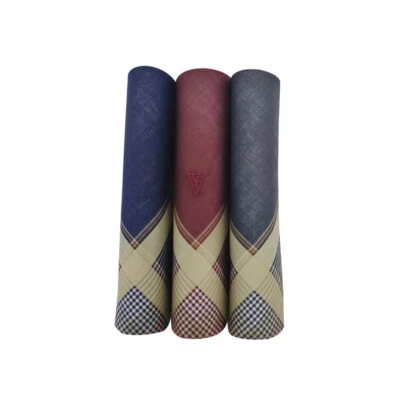 Van Heusen Men's Cotton Dark Handkerchief with Brand Logo (Pack of 3) Maroon, Gr - Image 1 of 4