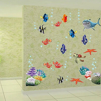 Wandtattoo Wandsticker Fische Hai Nemo Badezimmer Wand Aquarium Meer Meerestiere - Bild 1 von 4